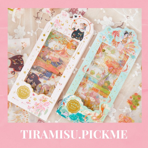 Sticker - nhãn dán - trang trí sổ tay - cổ trang, cổ phong, hoạt hình - series Đàm hoa nhất mộng - Thị trấn cầu vồng