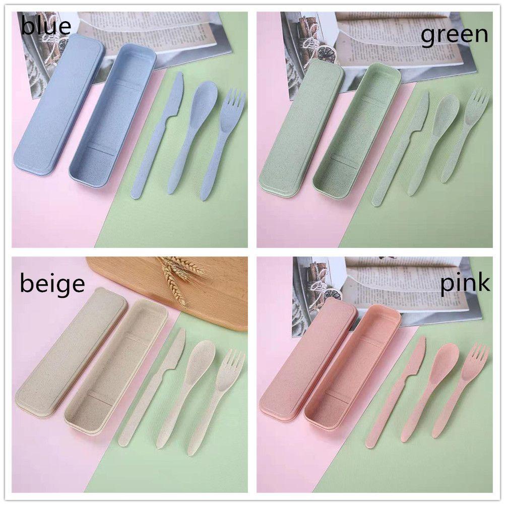 Set 3 Muỗng Nĩa Bằng Chất Liệu Rơm Lúa Mì Thân Thiện Với Môi Trường Dành