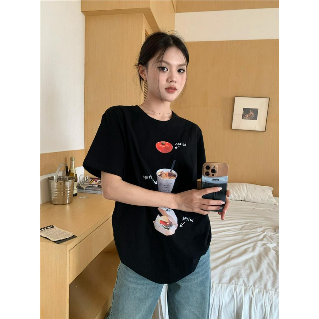 Áo Thun Cổ Tròn Ngắn Tay In Hình Vui Nhộn Phong Cách Mới 64052