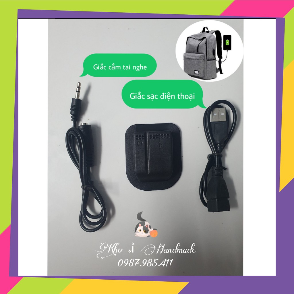 Cổng kết nối USB combo dây cắm sạc, tai nghe tiện ích - Phụ kiện làm túi Handmade