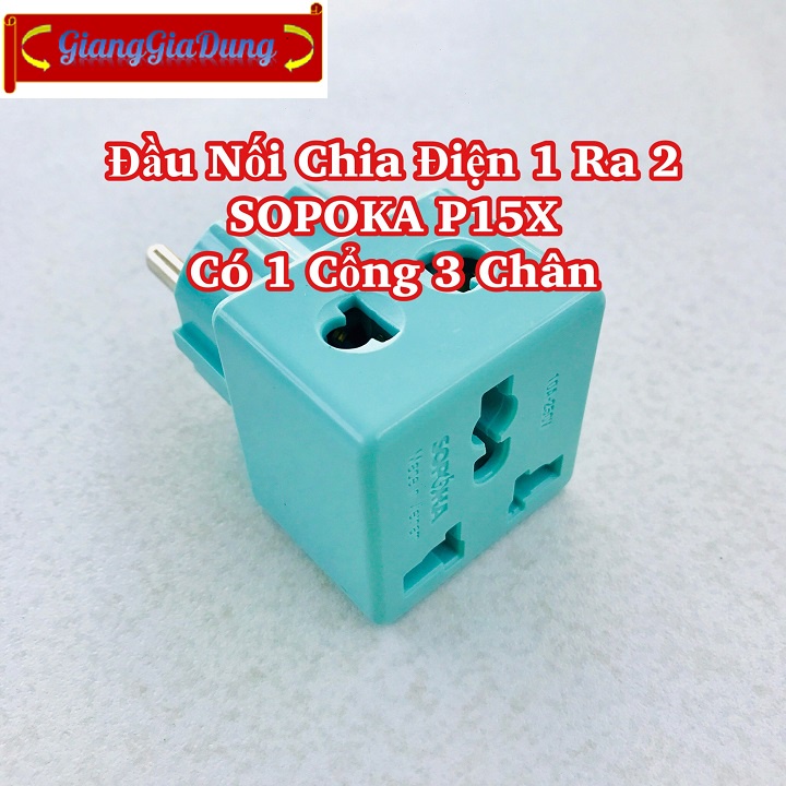 Đầu Nối Chia Điện - Phích Chia Điện 1 Ra 2 Cổng SOPOKA P15X Có 1 Cổng 3 Chân