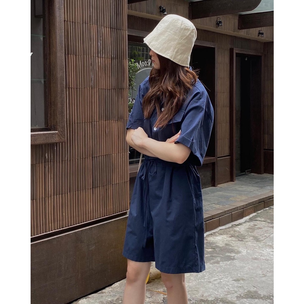 Jum cổ sơ mi túi ngực vải thô trơn form thụng đáng yêu full 4 màu | BigBuy360 - bigbuy360.vn