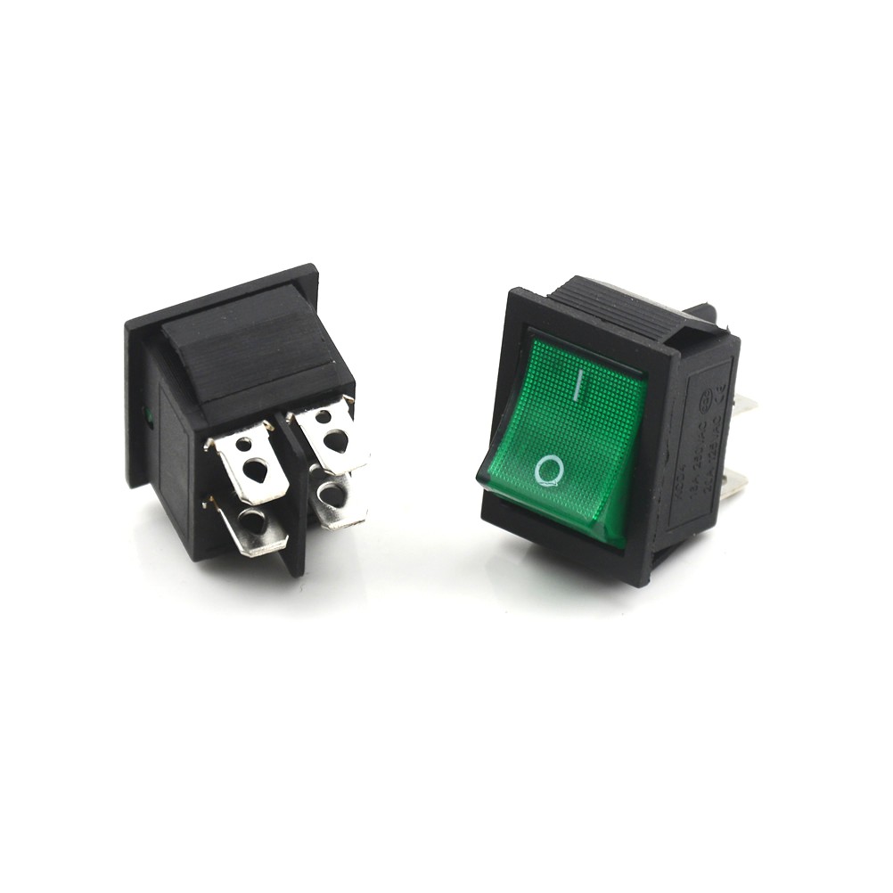 Set 5 Công Tắc Bật / Tắt 2 Vị Trí 16A / 250V KCD4-201 Màu Xanh Lá Mới