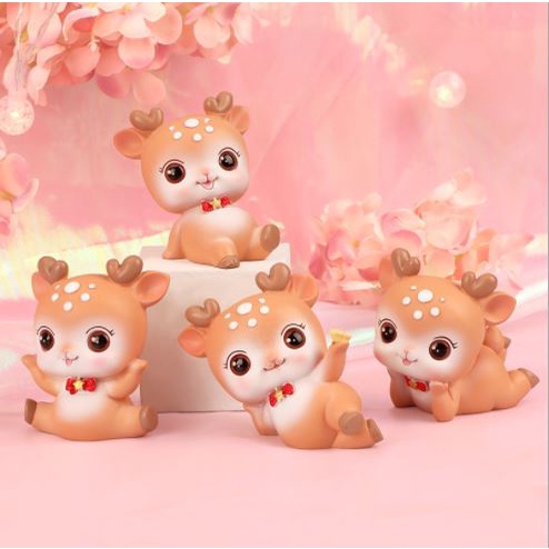 Phụ kiện bánh sinh nhật bánh kem - Set 4 chú trâu hồng, cam