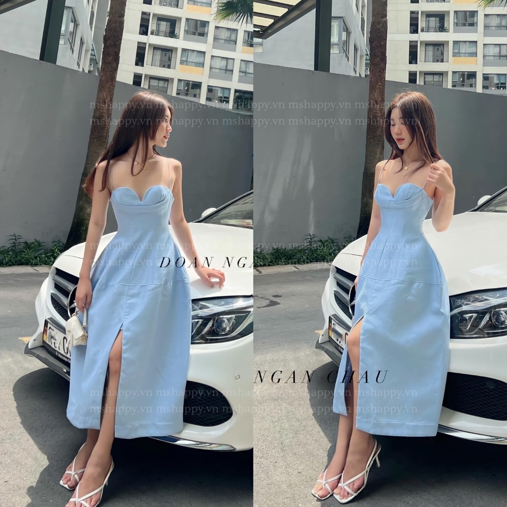 Đầm thiết kế cao cấp 2 dây cúp ngực mshappy.vn