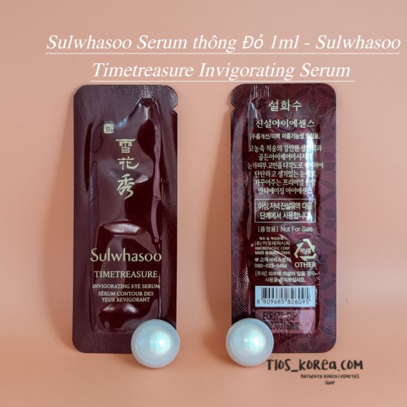 Gói Sample Serum Mắt Thông Đỏ Sulwhasoo - dưỡng Mắt Chống Lão Hóa Sulwhasoo Timetreasure Invigorating Eye Serum 1ml