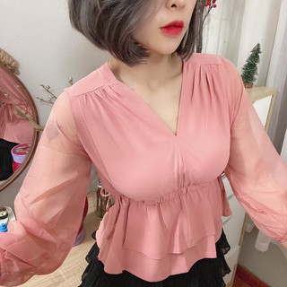 321. ÁO CHUN EO CỔ TIM TAY DÀI