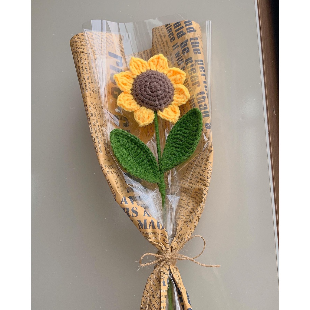 Cành hoa Hướng Dương handmade móc từ len sợi
