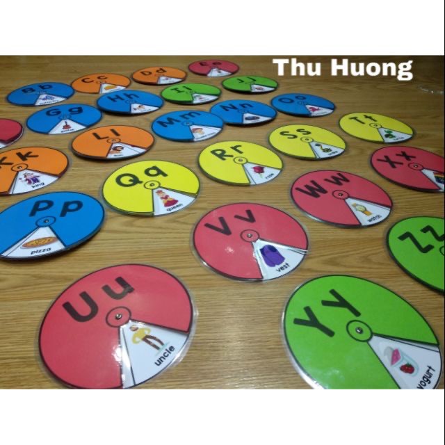 Học liệu Flashcard tổng hợp tròn xoay 26 bảng chữ cái Tiếng Anh - Tiếng việt từ  Điển Bằng Hình ( Cho trẻ từ 2 -6 tuổi)