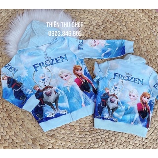 [10-38kg] [SALE] Áo khoác Elsa màu xanh có nón cho bé gái