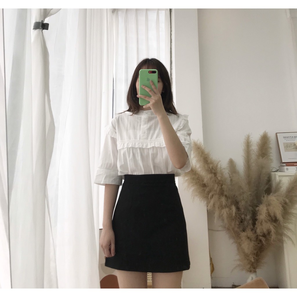 [Ảnh thật] Chân váy trơn dáng chữ A phong cách hàn quốc dành cho nữ