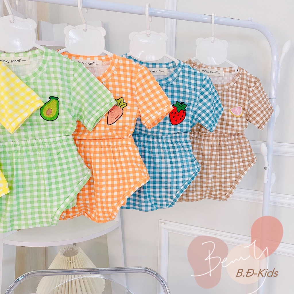 *𝔽𝕣𝕖𝕖 𝕊𝕙𝕚𝕡*Bộ Cộc Chip Sơ Sinh Chất Thun Lạnh Hàng Minky Mom Sọc Thêu Trái Cây Siêu Cưng Cho Bé Trai ,Bé Gái