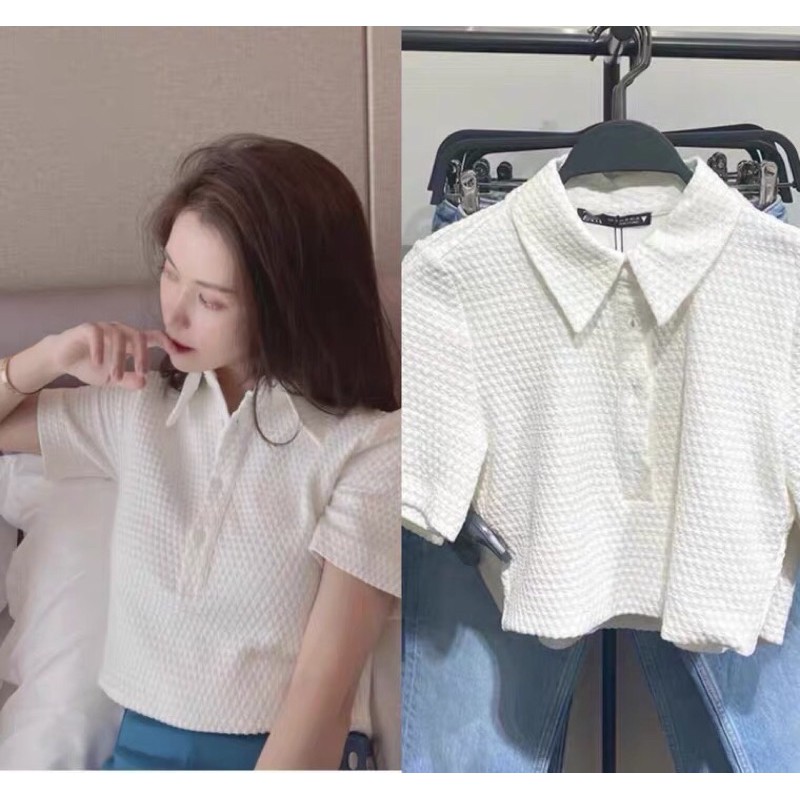 Áo polo croptop zara xuất dư siêu xịn