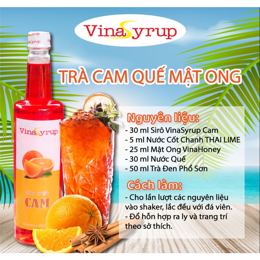 Siro VinaSyrup Chai 750ml - Syrup Làm Trà Đào Trà Trái Cây Đủ Các Mùi Vị Cotra