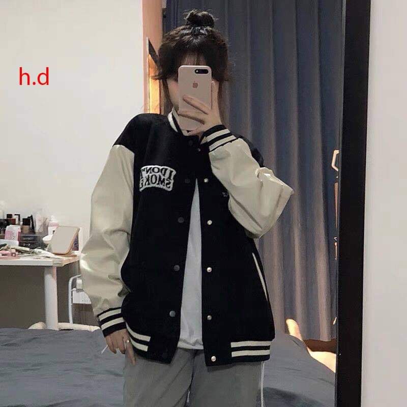 Áo khoác bomber tay trắng idon HD12