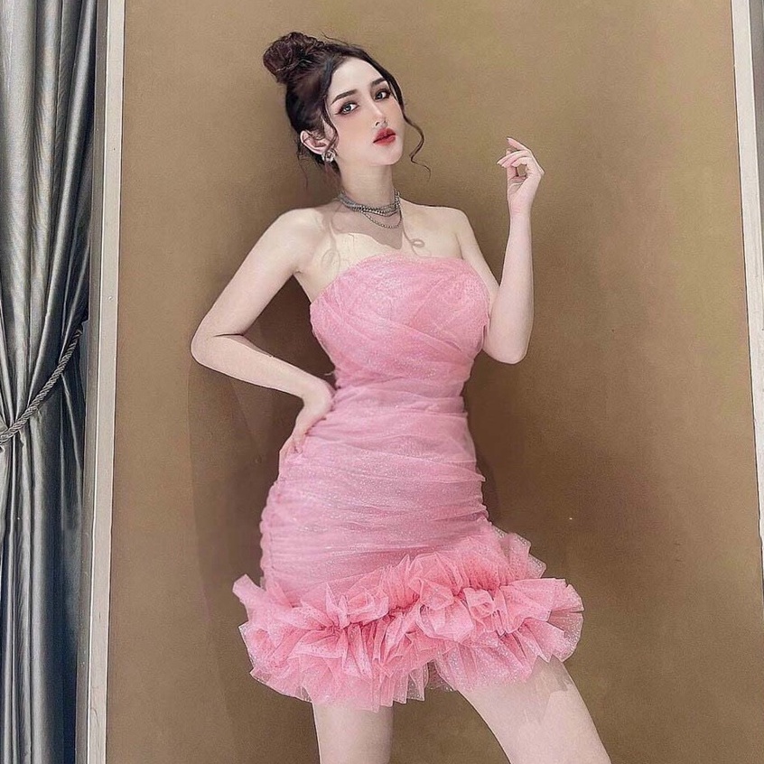 Đầm nữ body ngắn kiểu đầm dự tiệc cách điệu chân váy nhún bèo chân váy đuôi cá thời trang thiết kế ARAVA | BigBuy360 - bigbuy360.vn