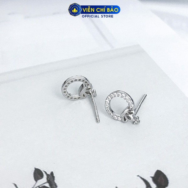 Bông tai bạc nữ vương miện đính đá lấp lánh chất liệu bạc 925 thời trang phụ kiện trang sức nữ Viễn Chí Bảo B400542