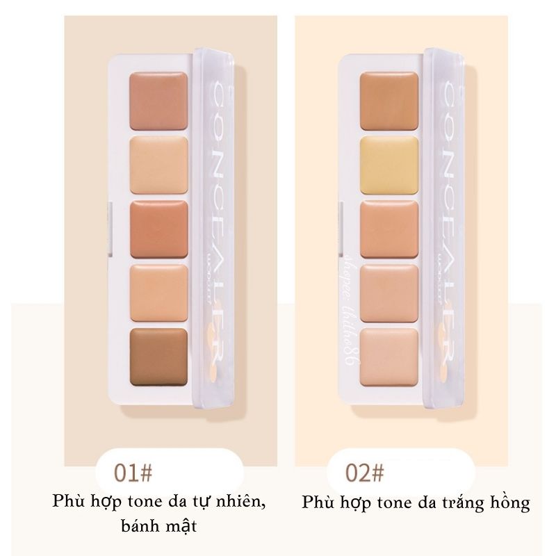 Bảng Triệt Sắc Che Khuyết Điểm 5 Ô WODWOD Concealer Pallete W903