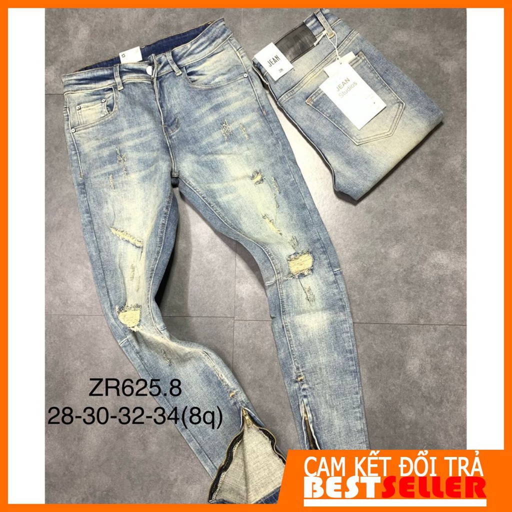 Sale Tết- Quần Jean Nam Rách Gối Có Khóa Ống ( Zipper ) Mẫu ZR625 az1 ˇ " > .