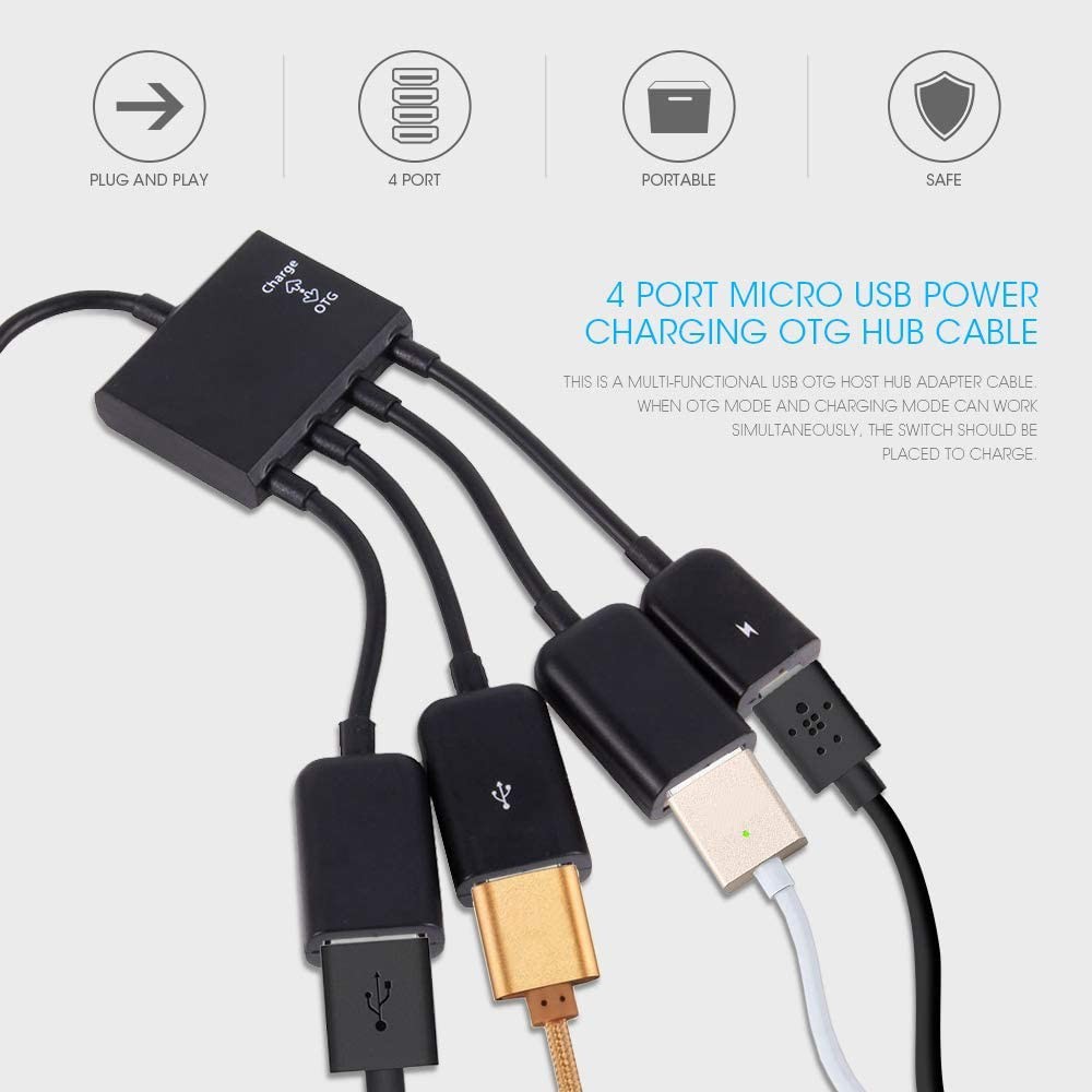 Cáp OTG Type C ra 3 cổng Usb - Cáp OTG Type C Hub OTG hỗ trợ sạc nguồn cho Điện thoại, Máy tính bảng