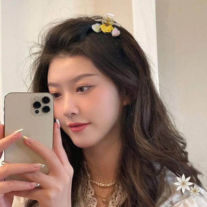 SANRIO Dễ Thương Kẹp Tóc Nhựa Hình Trái Tim Lấp Lánh Xinh Xắn Cho Bé Gái