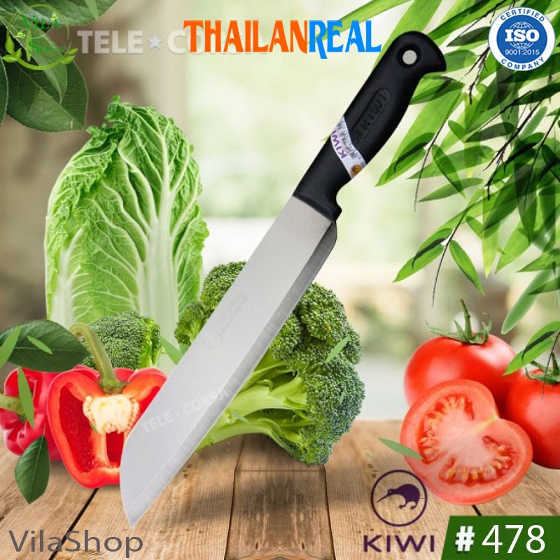 Dao Thái Lan Cán Nhựa Kiwi 478, Dao Thái Đa Năng Cắt Thịt - Gọt - Cắt Hoa Quả Chất Liệu Inox Siêu Sắc
