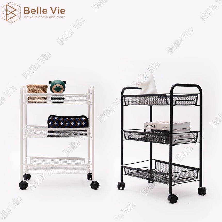 Kệ Sắt Đa Năng 3 Tầng BELLEVIE Kệ Đựng Đồ Sắt Sơn Tĩnh Điện Kệ Để Nhà Bếp, Phòng Tắm, Phòng Ngủ Có Bánh Xe Tiện Lợi