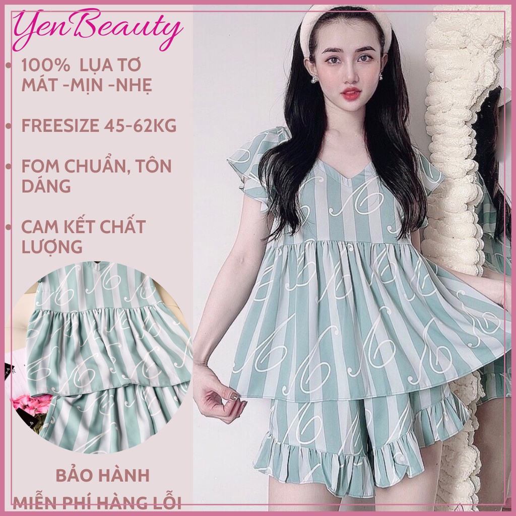 Đồ Bộ Lụa ManGo Đùi Mặc Ở Nhà Nữ - Bộ Quần Áo Ngủ Nữ Cộc Tay Mặc Nhà Mùa Hè Chất Mát, Nhiều Mẫu Dễ Thương, YENBEAUTY