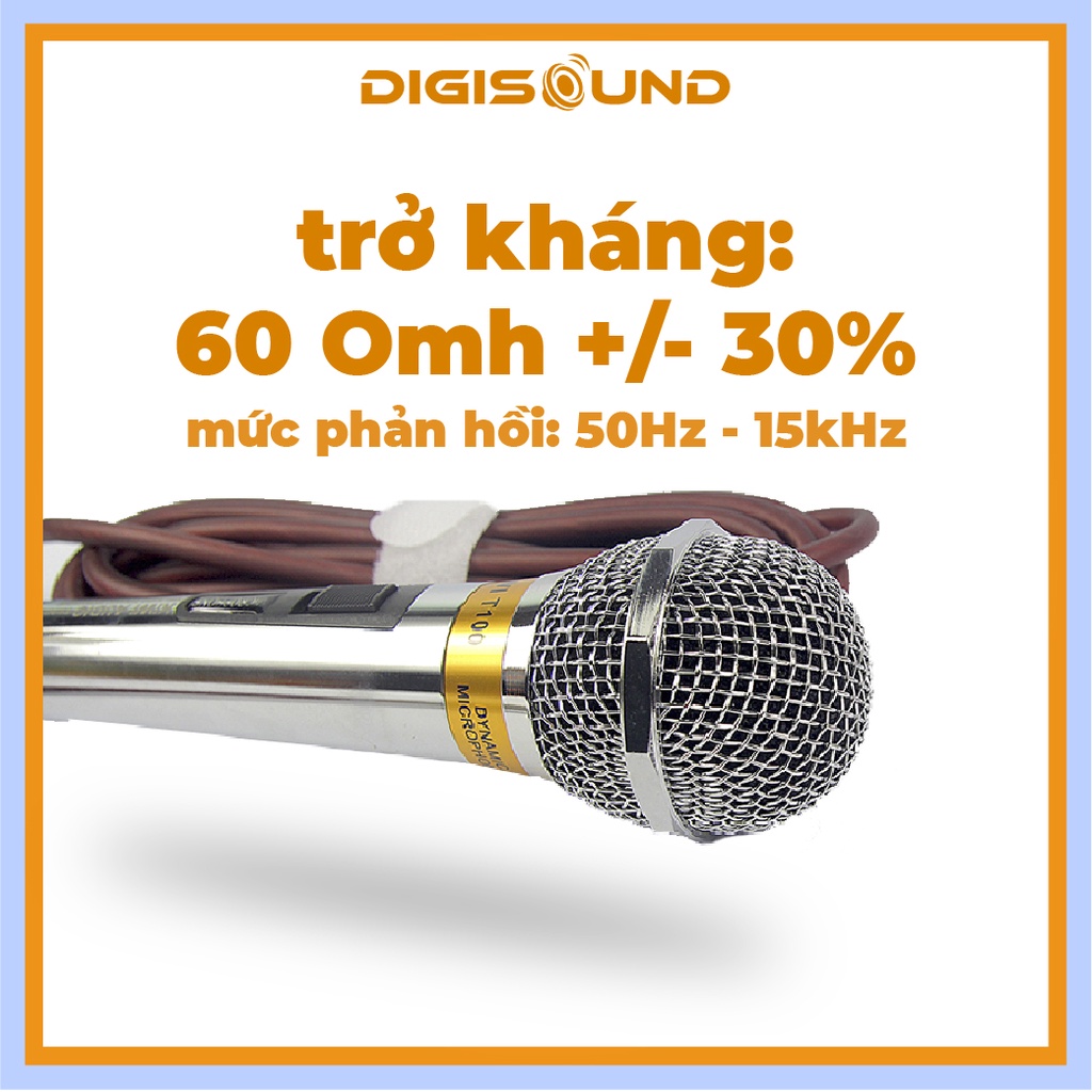 Micro có dây Kiwi T100 hát karaoke giọng hát trong, tương thích nhiều dòng loa, amply