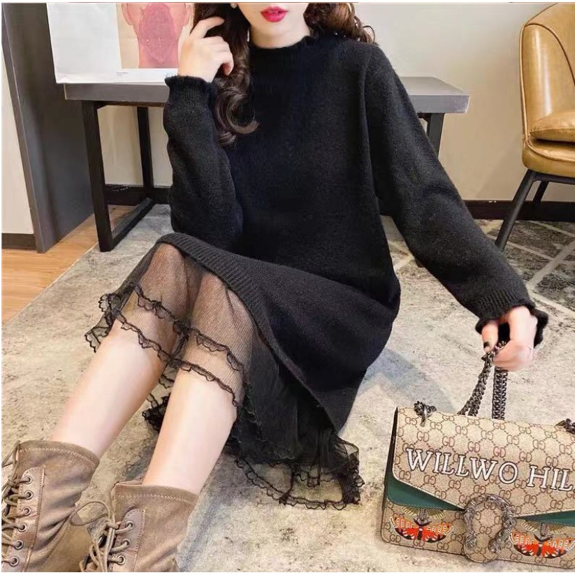 Váy len thời trang tay dài thiết kế theo phong cách Hàn Quốc đáng yêu cho phái nữ | BigBuy360 - bigbuy360.vn