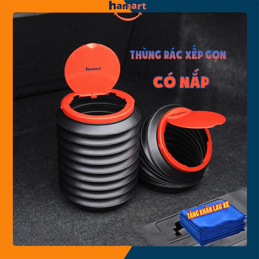 [BẢN CÓ NẮP] Thùng Rác Mini Ô Tô Hamart Dung Tích 4L Thùng Rác Xe Hơi Thông Minh Tiện Lợi