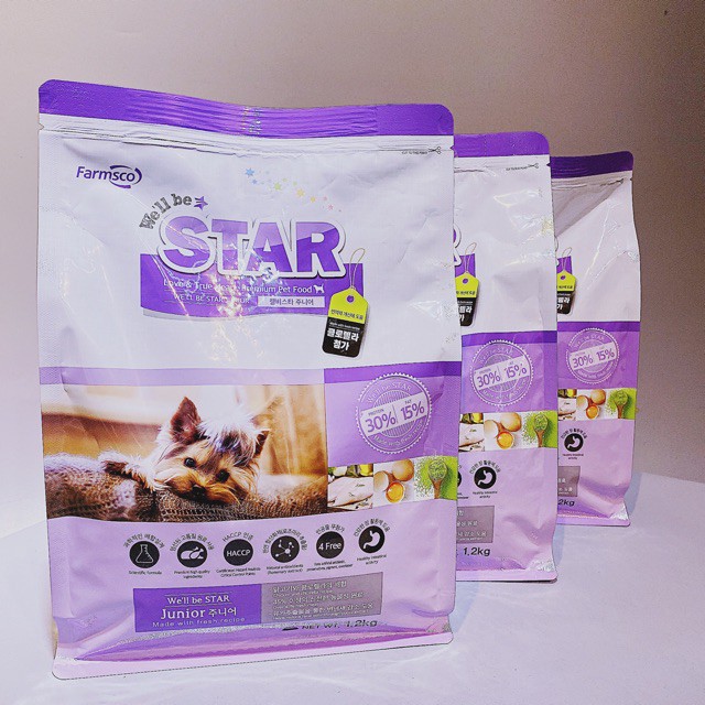 Thức ăn hỗn hợp hoàn chỉnh cho chó con We’ll be star Junior bao 1.2kg