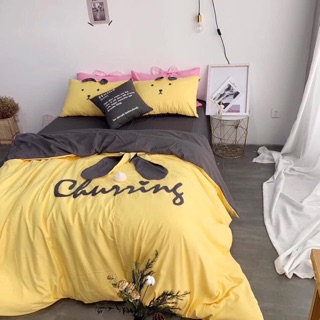 Bộ ga gối coton citi tai thỏ mẫu mới