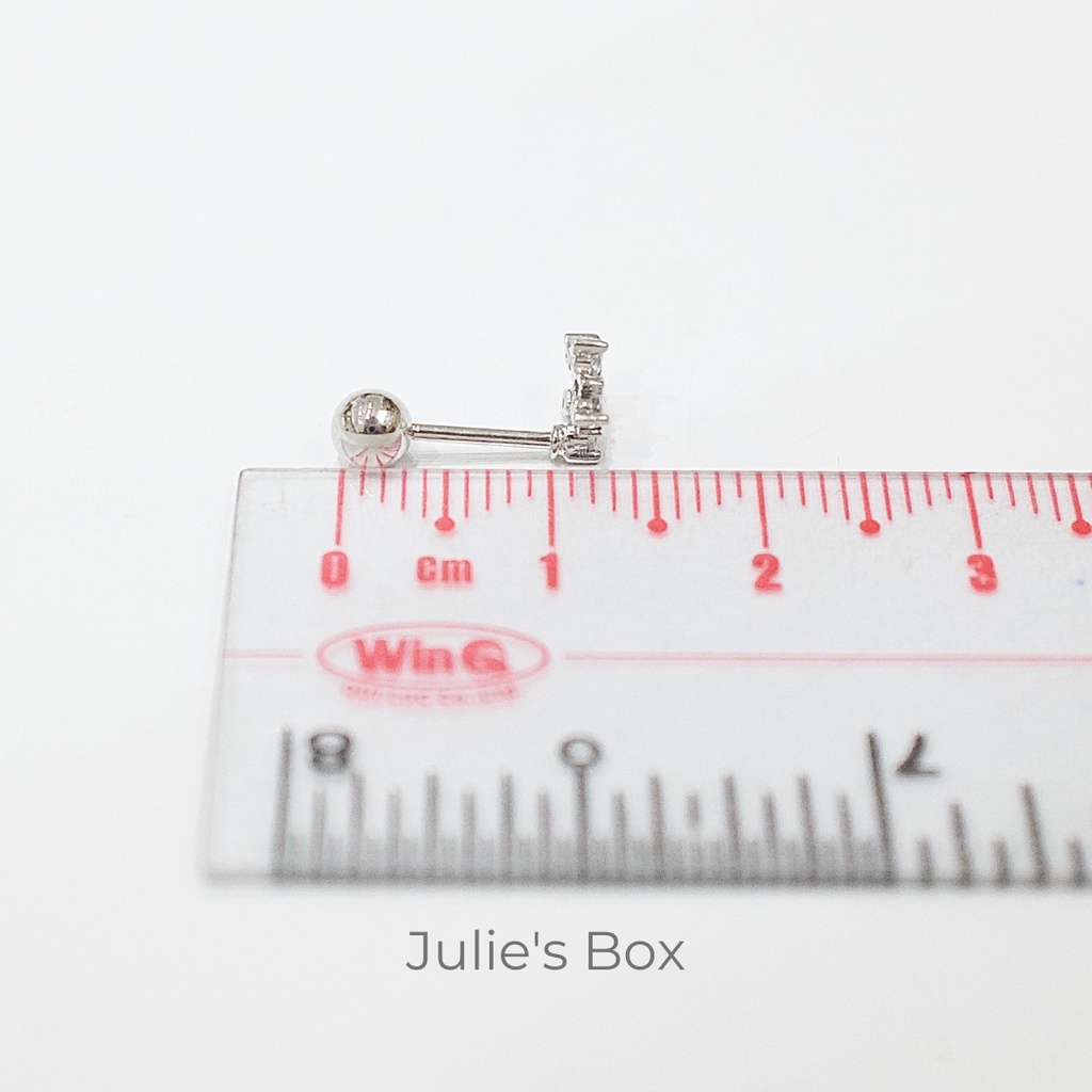 [1 CHIẾC] Khuyên Tai Đá Ngôi Sao 5 Cánh Màu Bạc Unisex Titanium Không Gỉ Không Ngứa Không Đen julies box 66