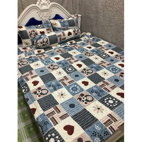 Bộ chăn ra 5 món cao cấp hình caro