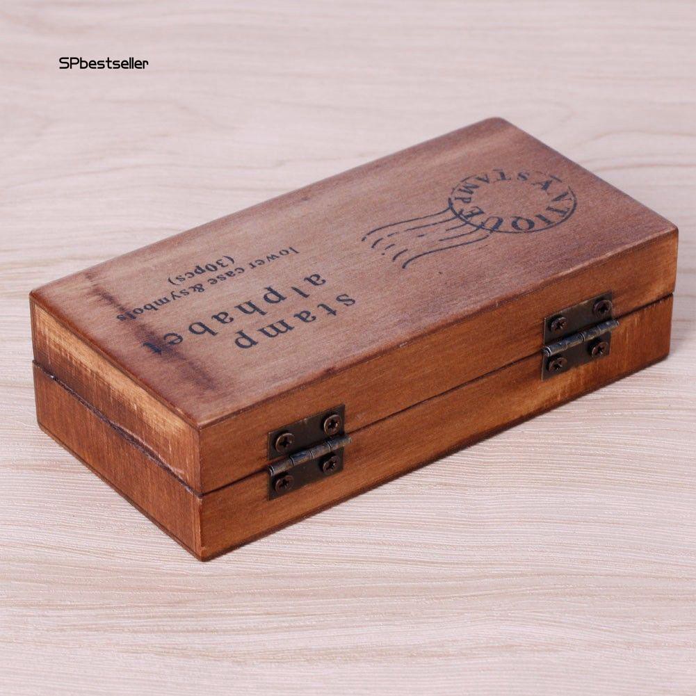 Bộ 30 con dấu gỗ khắc chữ cái kiểu dáng cổ điển