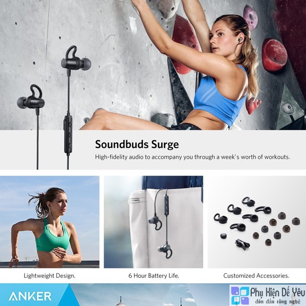 Tai nghe Bluetooth Anker SoundBuds Surge - Thể thao, chống nước