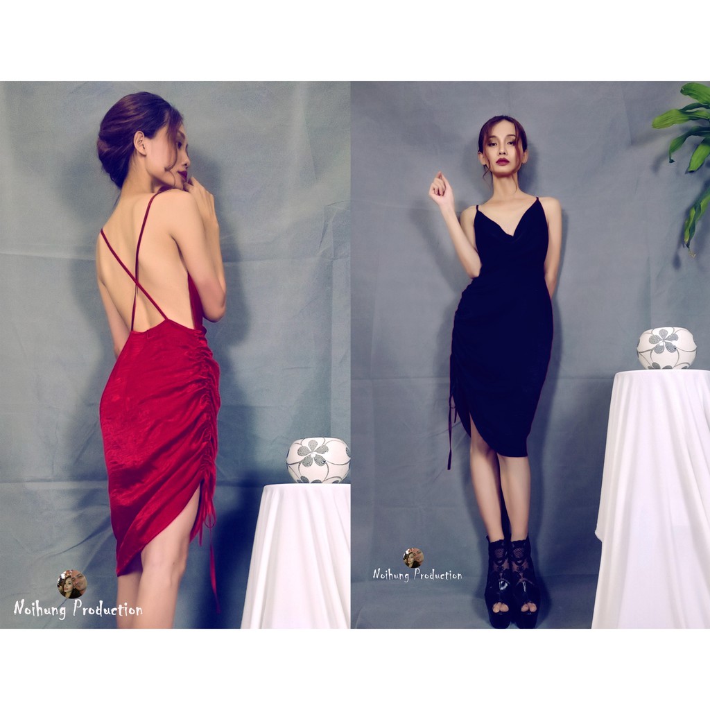 VÁY ĐẦM ĐI DỰ TIỆC DÁNG ÔM BODY SEXY HOTGIRL CỔ ĐỔ BIGSIZE 40-80KG 2 HAI DÂY RÚT DÂY PARTY BAR ĐẸP RẺ XỊN S M L XL XXL | BigBuy360 - bigbuy360.vn