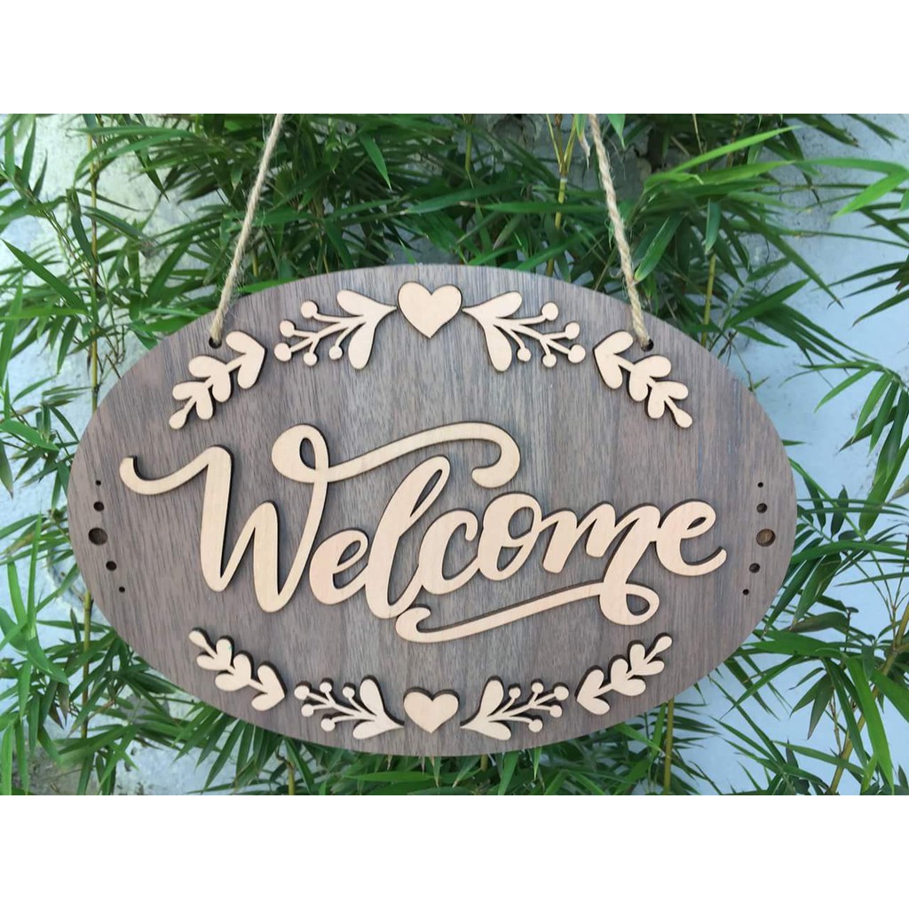 Bảng gỗ trang trí Welcome