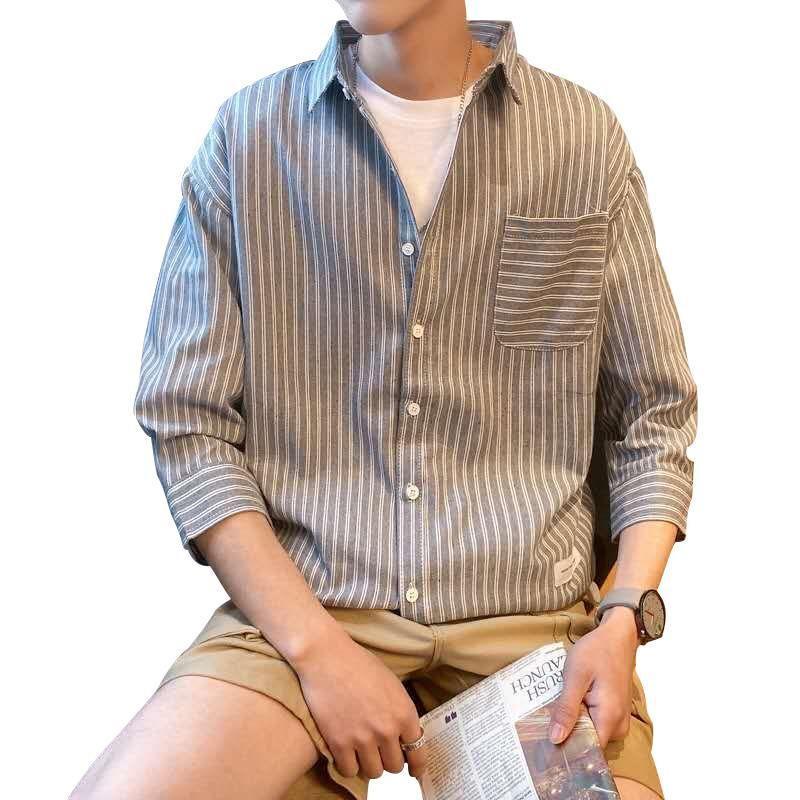 Áo Khoác Sơ Mi Tay Lỡ Phong Cách Hàn Quốc Dành Cho Nam