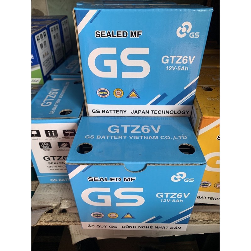 Ắc quy khô GS GTZ6V nắp cho xe sh mode, pcx, lead125, grande...
