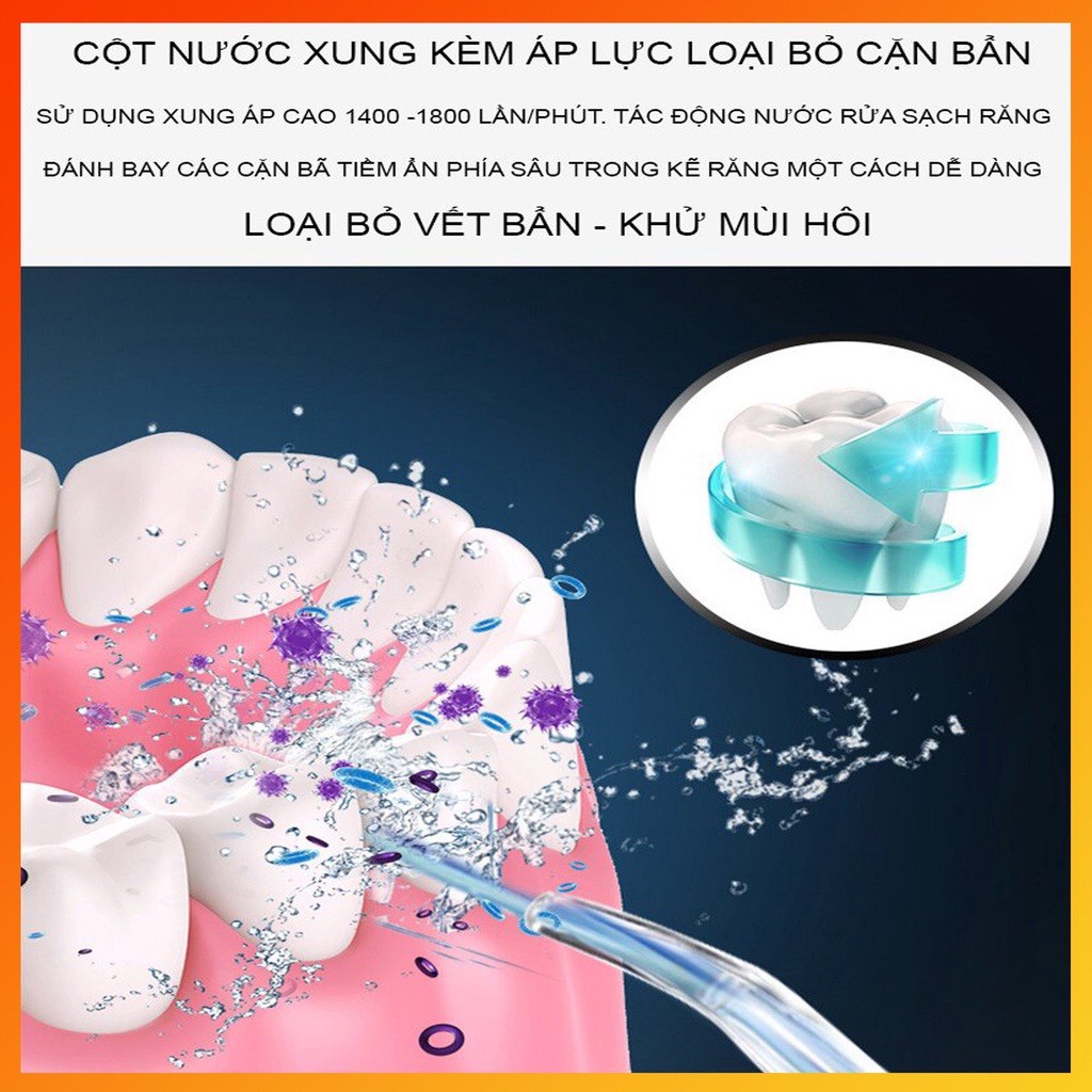 Máy Tăm Nước Cầm Tay Oral Irrigator, Tăm nước vệ sinh răng miệng theo công nghệ Châu Âu Bảo hành 12 tháng