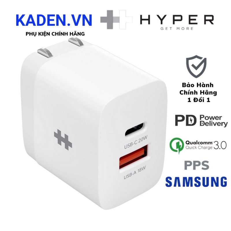 Sạc nhanh 20w hyperjuice 2 cổng charger small size hj205