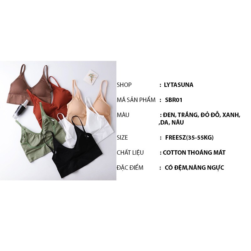 Áo bra hai dây len gân tăm FreeSize khoét lưng chữ u gợi cảm thon thả có đệm nâng ngực chất đẹp siêu hot SBR01 | BigBuy360 - bigbuy360.vn