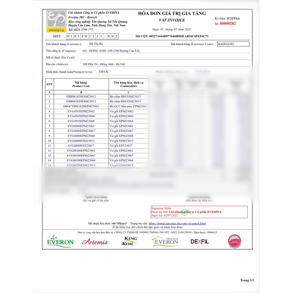 Vỏ gối ôm EVERON EPM23062