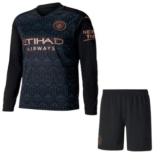 Quần áo Bóng đá CLB Mancity tay dài(ĐEN)SÂN KHÁCH  - Mùa giải 2020/21 - Vải thun lạnh cao cấp - Thấm hút mồ hôi cực tốt