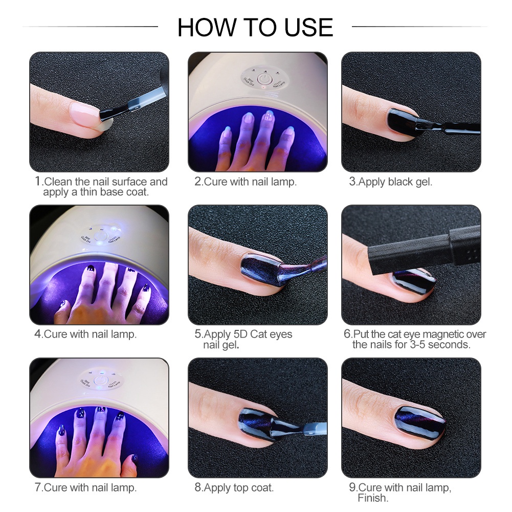 [Hàng mới về] Bộ Bút Gel Trang Trí Móng Tay Hiệu Ứng Mắt Mèo Lâu Trôi