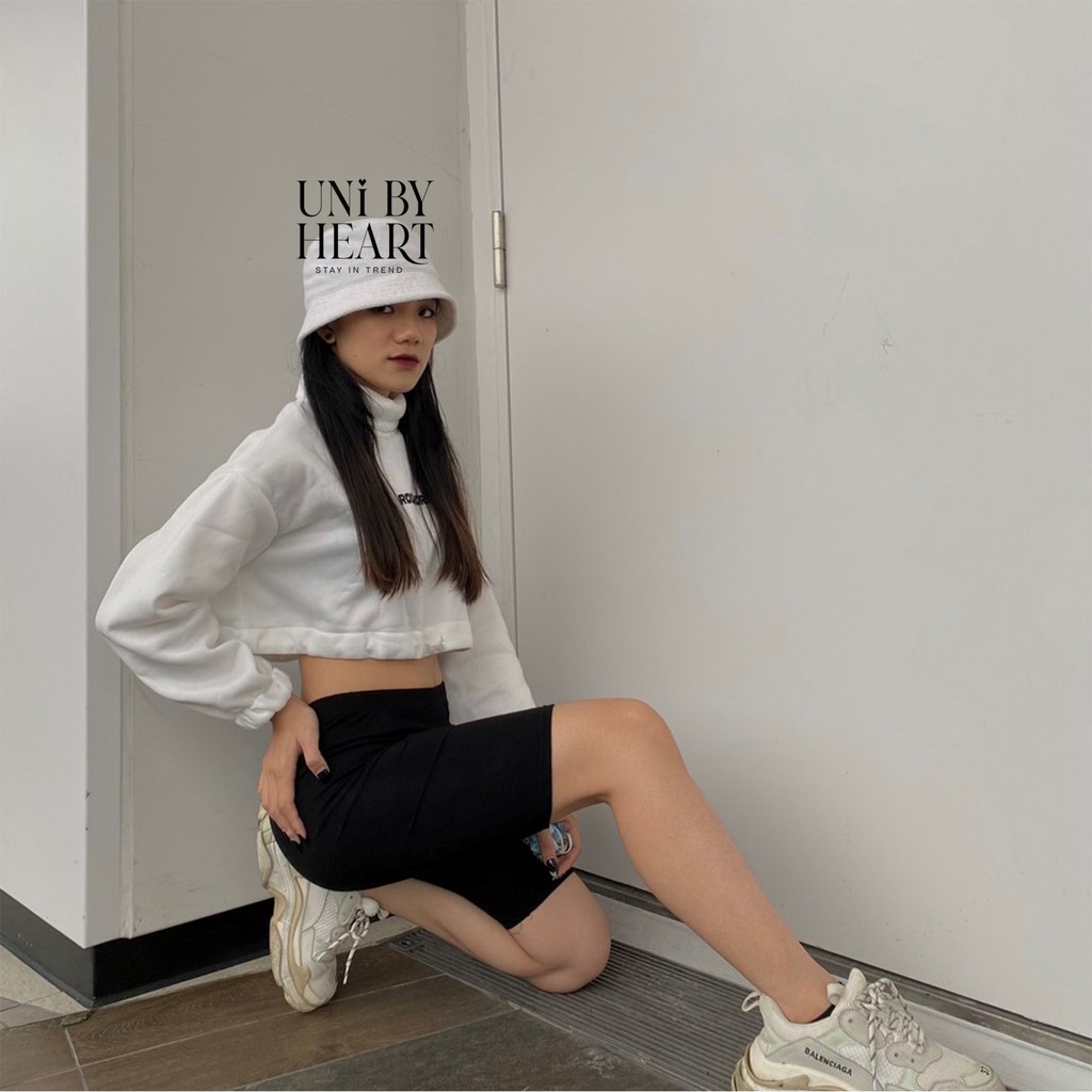 Quần legging đùi lửng thái cạp cao biker short lưng thun siêu mịn, co dãn 4 chiều QLG001 - Uni By Heart