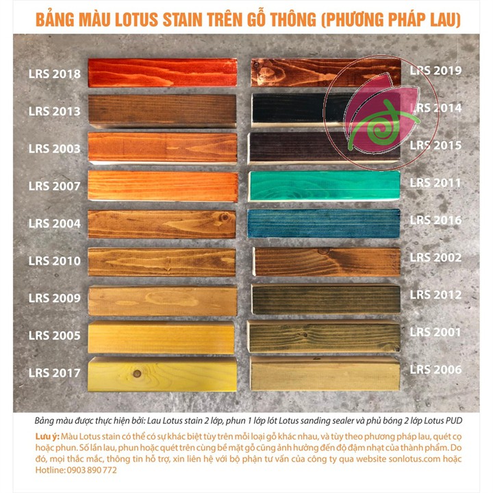 Sơn gỗ - Màu stain gỗ, không dung môi, không phai màu, an toàn, hệ nước - Lotus wood stain