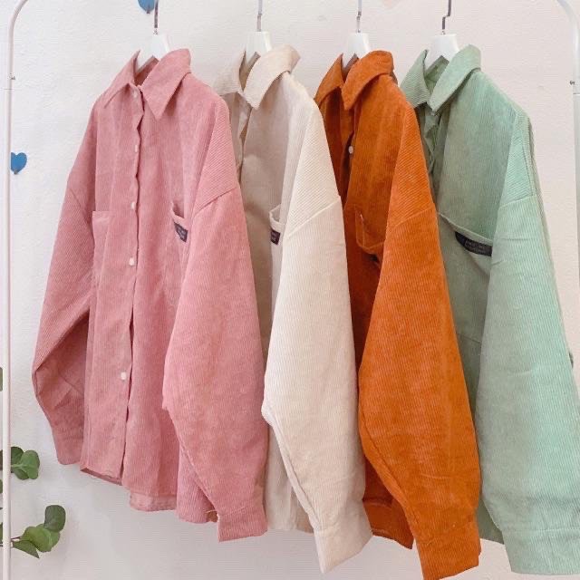 Áo khoác nhung tăm, áo sơ mi ulzzang nữ dáng rộng - NhimShop SM01 | BigBuy360 - bigbuy360.vn